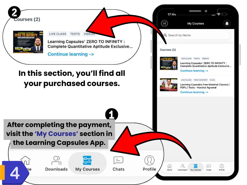 Visit My Courses Section in the App & Start Learning